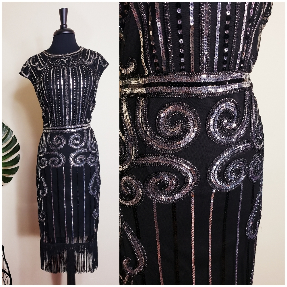 Plus size sequin flapper style dress